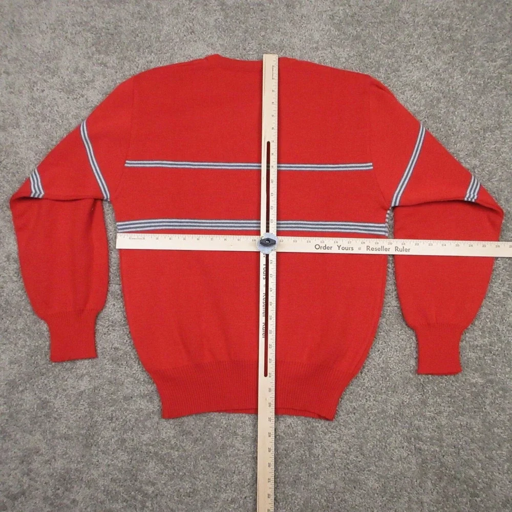 Ossi Sweater Mens Large Red Argyle Crewneck Pullover Knit‎ Skiwear Holiday Wool